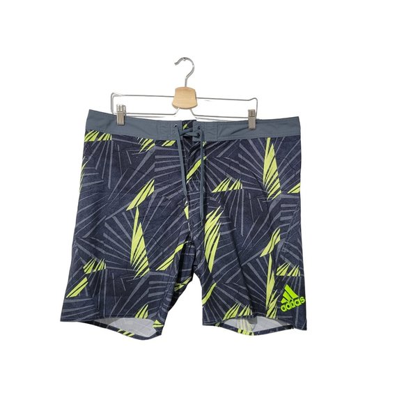 Adidas Men's Shorts Size 28 L 19 Gray- Green Swimwear Floral - Picture 4 of 8
